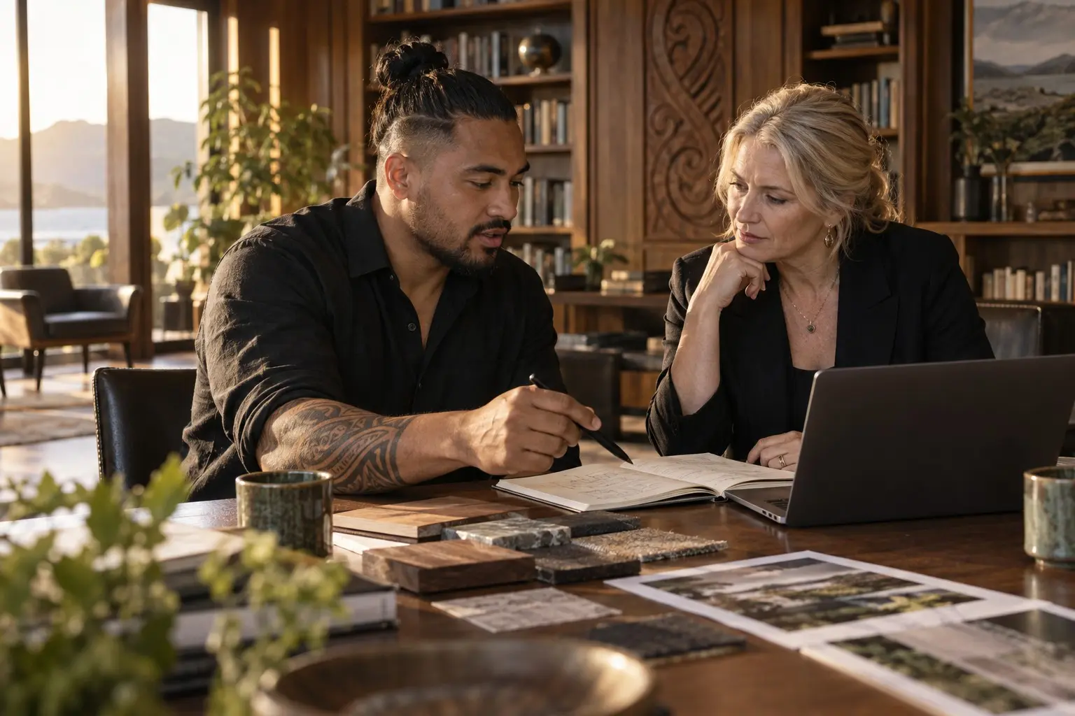 A founder and mentor reviewing a product concept together